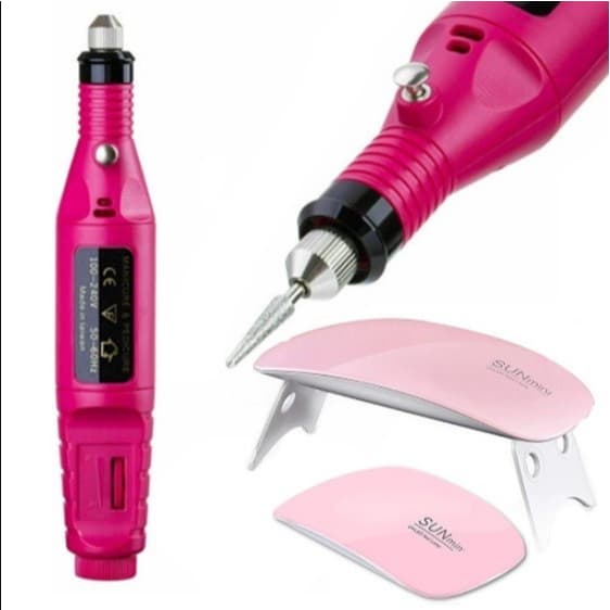Kit Manicure Cabine Estufa de Unha Sun Mini + Lixa Lixadeira Eletrica Caneta para Unhas Pedicure