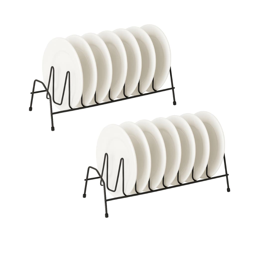 Kit 2 Organizador Vertical de Pratos Tampas Suporte Armário Bancada Cozinha Preto