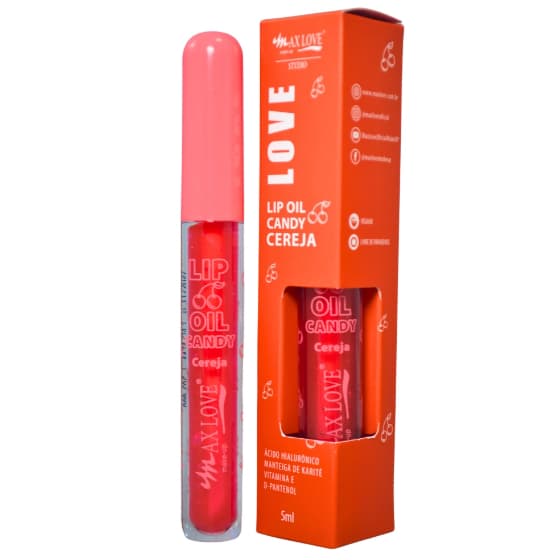 Gloss Hidratante Lip Oil Candy Cereja 🍒 5ml Max Love - Las Maria