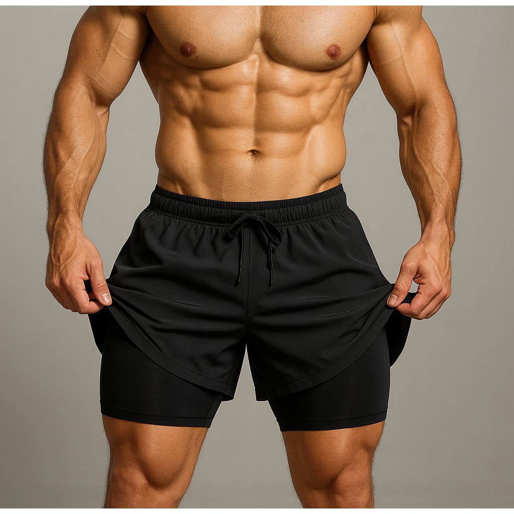 Shorts 2 Em 1 Dry Fit Masculino Esportivo Run Corrida Treino Cores Variadas Com Bolso Performance