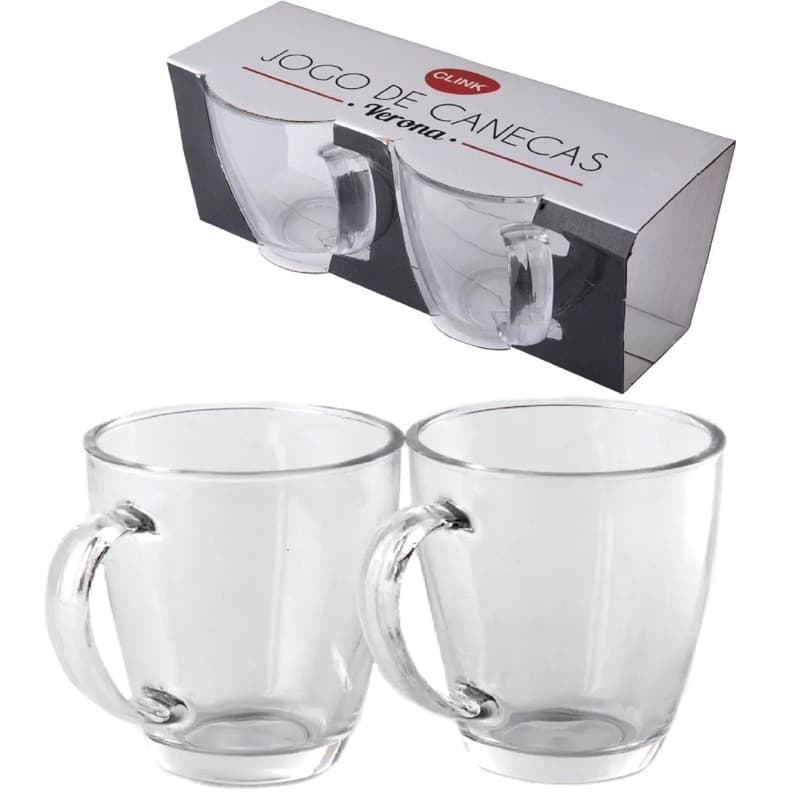 KIT 6 ou 2 CANECAS VIDRO 350ML