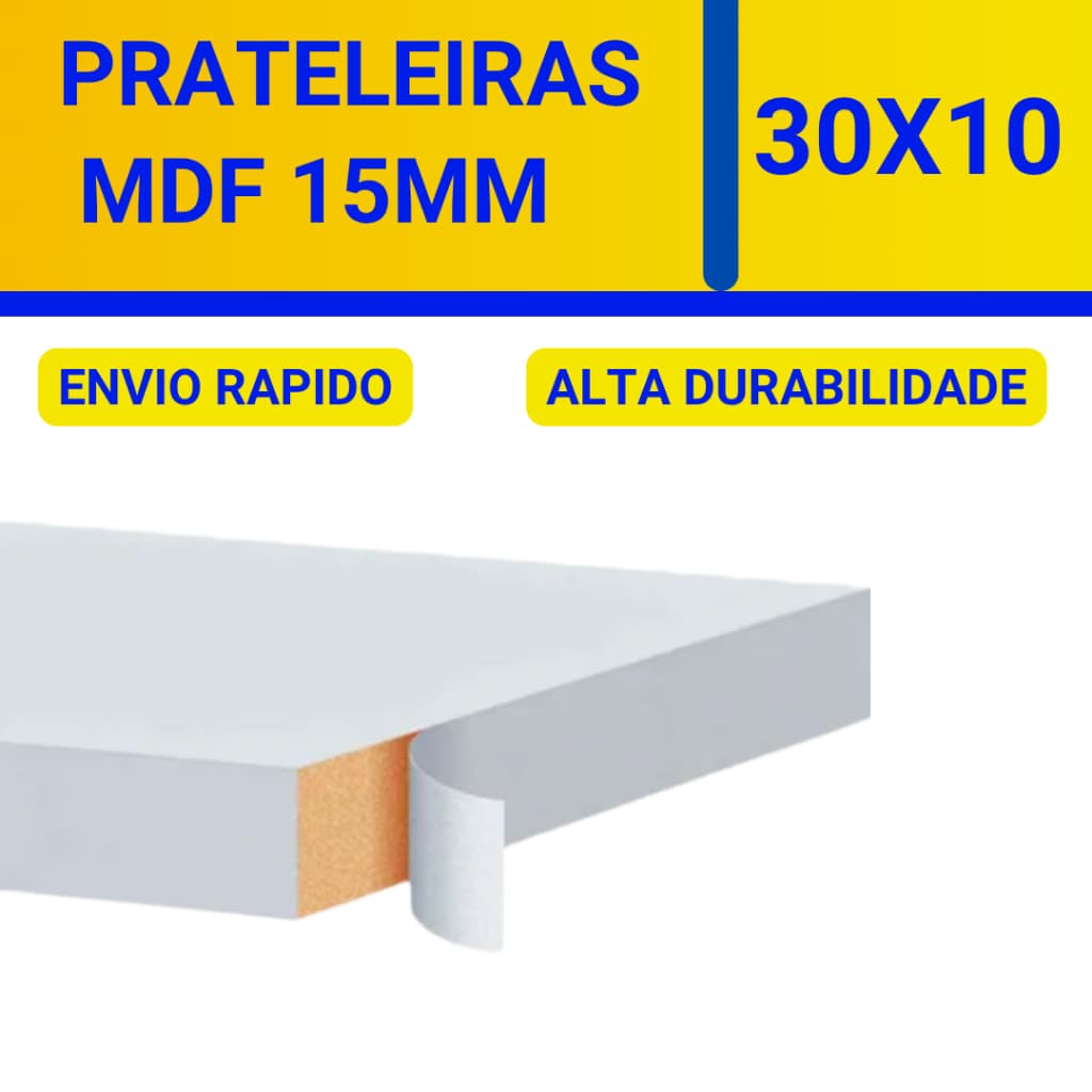 Prateleira mdf 30x10cm branca tx 15mm prateleiras pequena