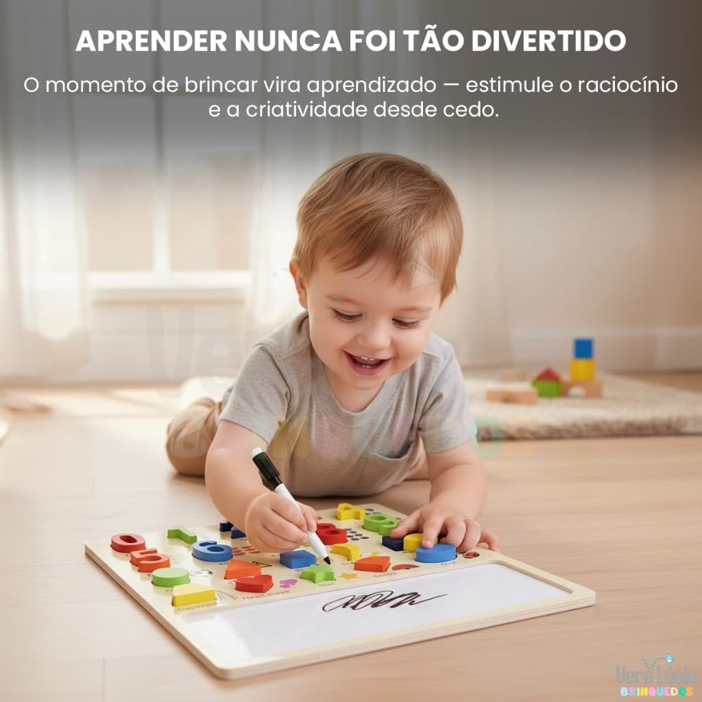 Brinquedo Educativo Pedagógico Tabuleiro com Lousa Números Formas Brinquedos Educativos 3 Anos