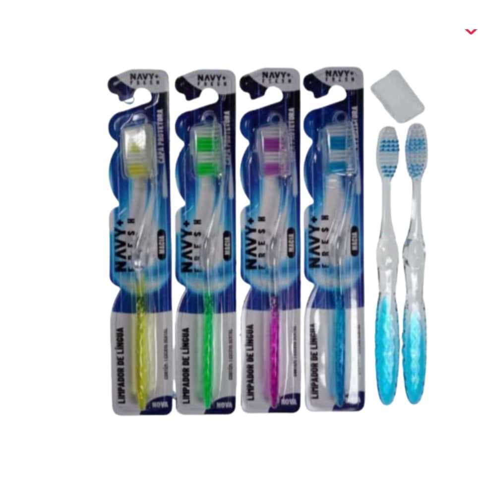 Kit 48 Unid Escovas de Dentes Adulto Navy Fresh Confortável  Macia