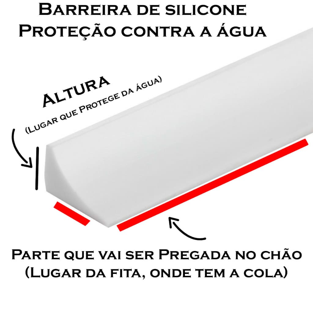 Barreira de Água Banheiro Box Pia Retenção Fita Silicone Vedação Emborrachada Adesiva Impermeável