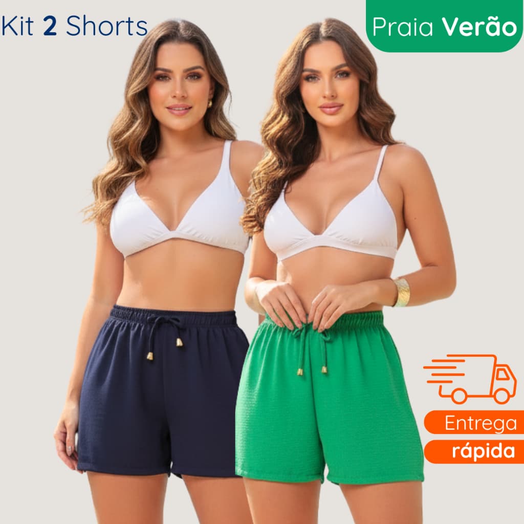 Kit 2 Shorts Duna Feminino Praia Verão Viagem Férias Lazer Conforto Leve Secagem Rápida