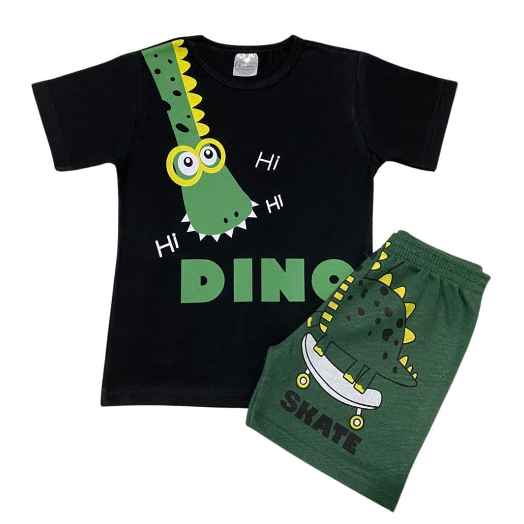 Kit Sortido 10 Peças de Roupas Infantil Menino - 5 Camisetas + 5 Bermudas