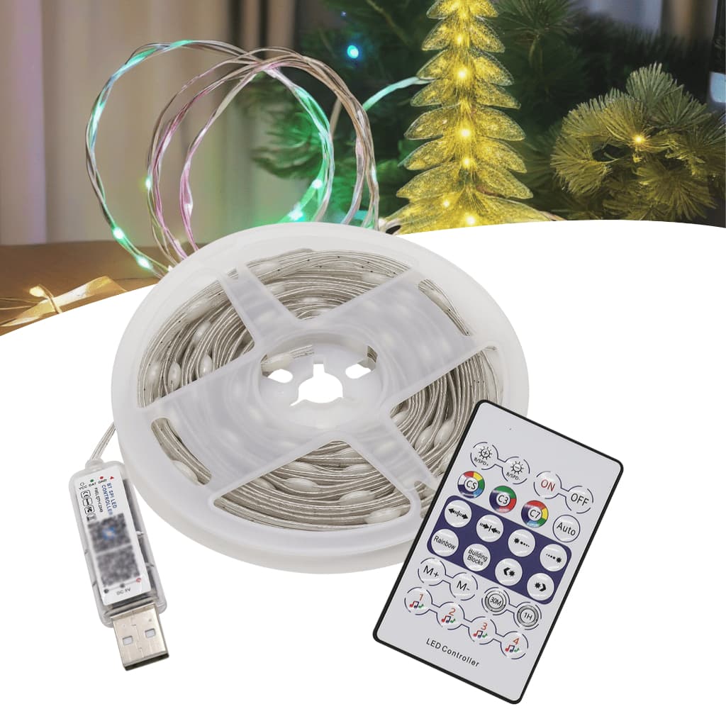 Kit Pisca Led RGB USB 10m + Controle |Controle Aplicativo |Prova d'água| Pisca Pisca Decoração Natal