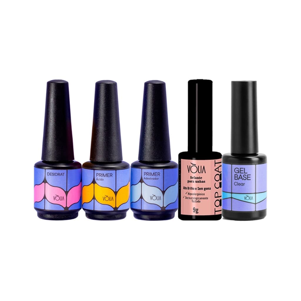 Blindagem Unhas Desidratador Gel Capa Base Primer Ácido Adesivador Top Coat Kit Vòlia