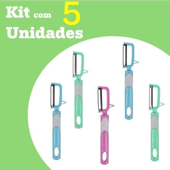 Kit com 5 Unidades - Descascador de Legumes e Frutas com Lâmina Afiada – Prático, Ergonômico e Durável!