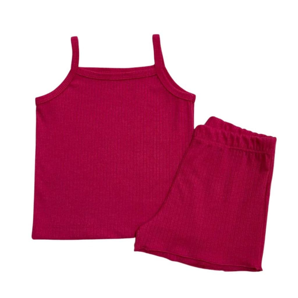 Conjunto Infantil de Verão Regata de Menina Canelado