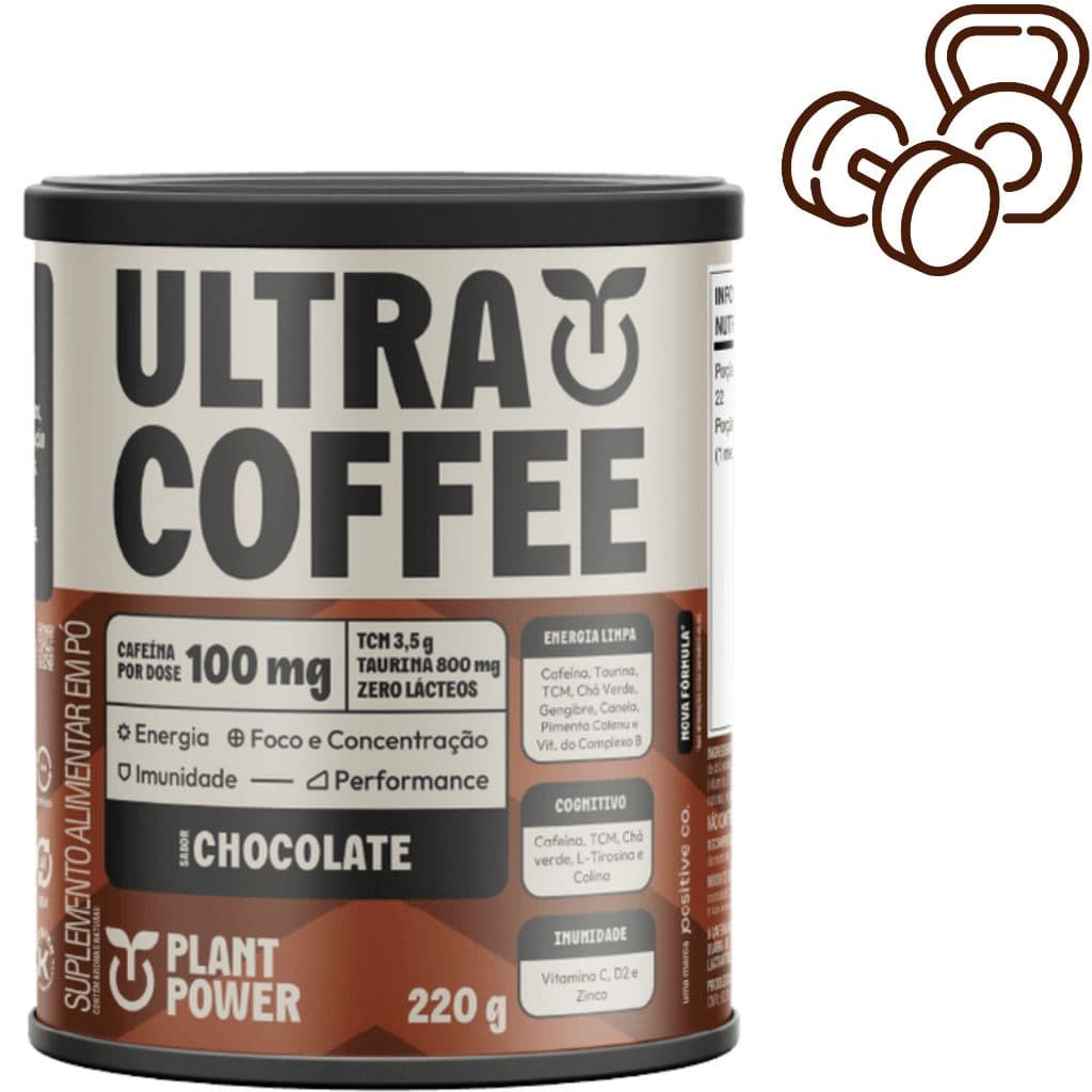Ultra Coffee Chocolate 220g Cafeína P/ Pré-Treino Plant Power