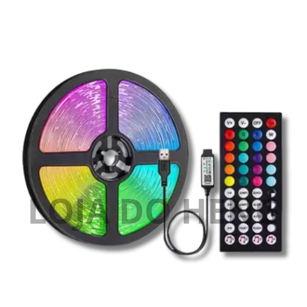 Fita Led RGB 5 Metros Controle De voz Interna e Externa Mais De 16 Milhões De Cores Com Controle