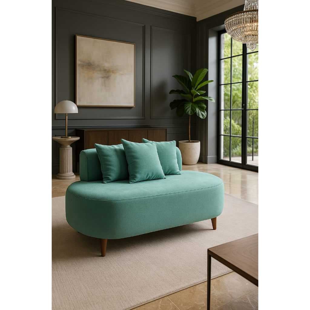 Sofa Namoradeira Feijão Orgânico Visammer Tecido Bouclê Para Sala Quarto Closet  1,15 Cm  02 Lugares