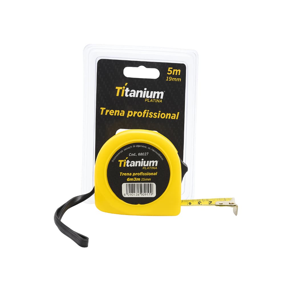 Trena de Medição Profissional TITANIUM 5m x 19mm Fita de aço com trava Ideal para o dia a dia ou para Construção