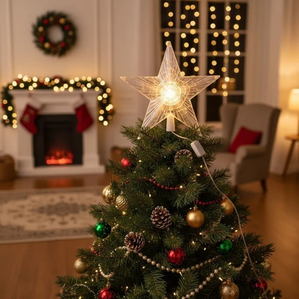 Estrela Colorido LED Colorida Natal De Árvore Para Ponteira  Enfeite Decoração Natalino Pisca