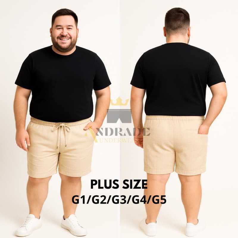 Short Plus Size Mauricinho em Linho – G1 G2 G3 G4 G5 –Qualidade Premium -Bermuda Moda Praia - Sarja