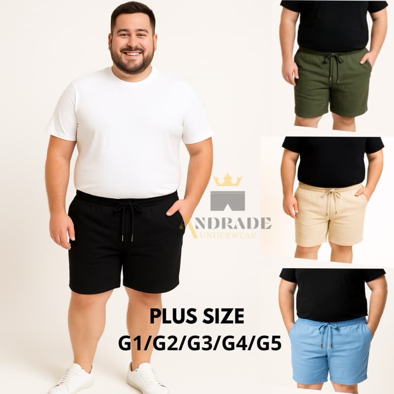 Kit 4 Short Plus Size Mauricinho em Linho G1 G2 G3 G4 G5– Qualidade Premium - Bermuda - sarja
