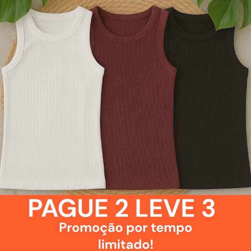 Kit 3 Regata Canelada Feminina Blusinha Básica Ribana Premium