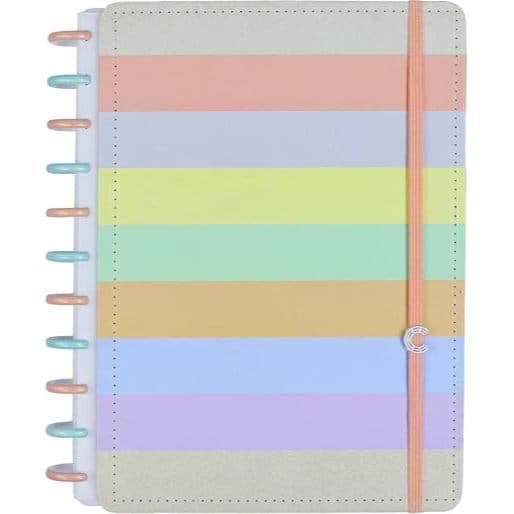 Caderno Inteligente Arco-íris Pastel G+ Grande 140 Folhas 11 discos - Caderno Inteligente