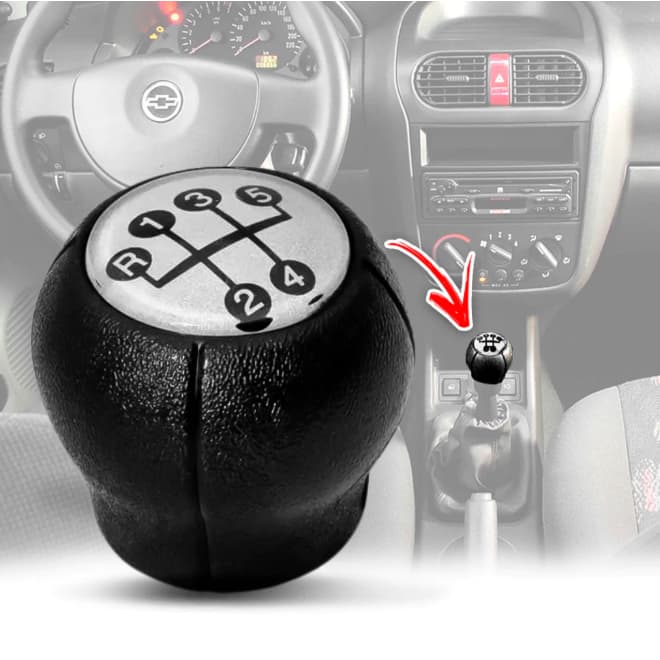 Manopla Bola Cambio Corsa Celta Prisma Montana Astra Vectra Meriva Zafira e Corsa Classic Prata