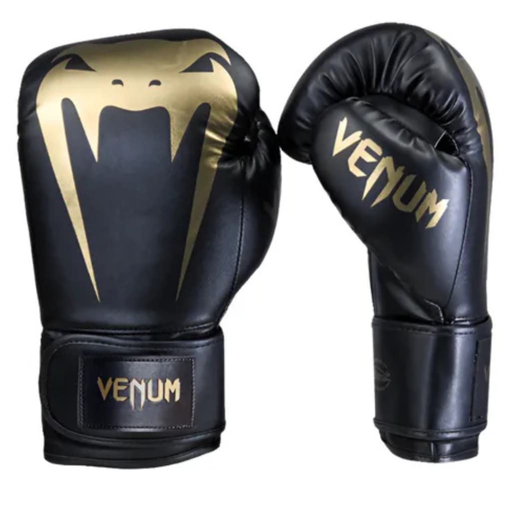 Luva Boxe Venum Giant Full Logo Pro Black Gold 14oz