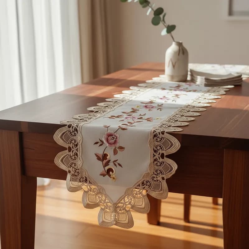 Caminho Trilho De Mesa Renda Guipir 1,80 mt Bordado Decoração Natal