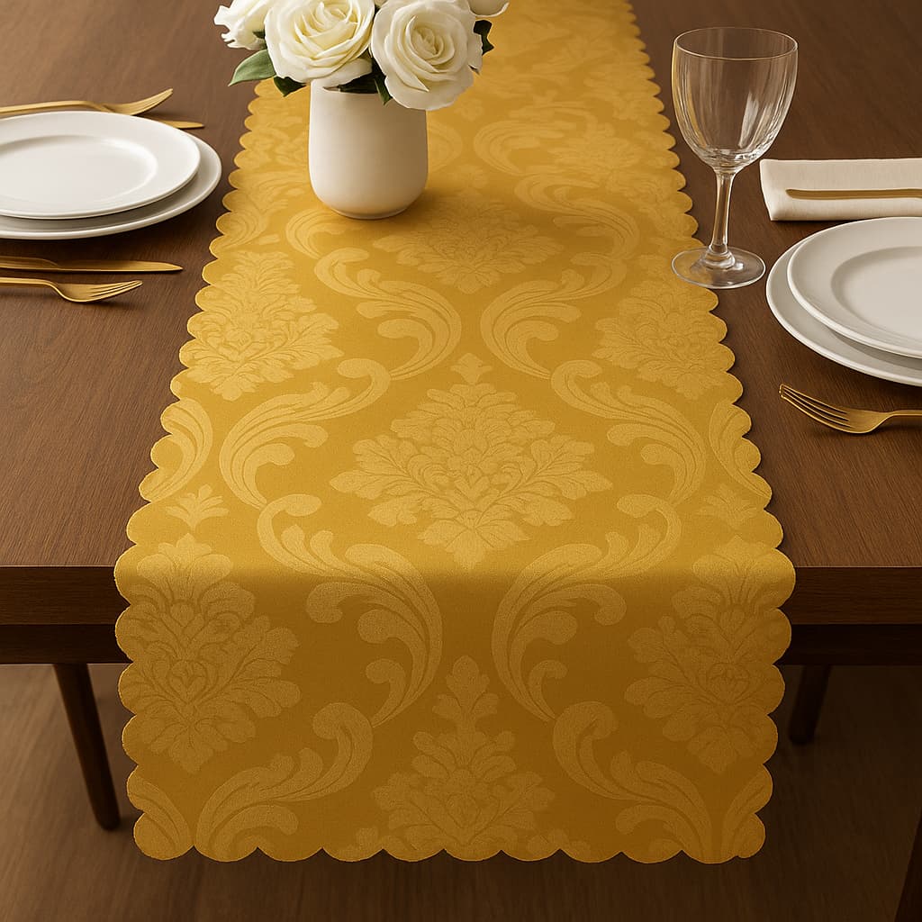 Caminho Trilho de Mesa Para Decoração Mesa Posta 1,40m x 50cm Toalha Jacquard Buffet
