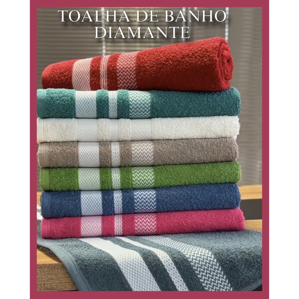 Kit Toalha Banho Diamante Grande 100% Algodão Grossa Gigante Macia 145 x 80 cm Alta Absorção