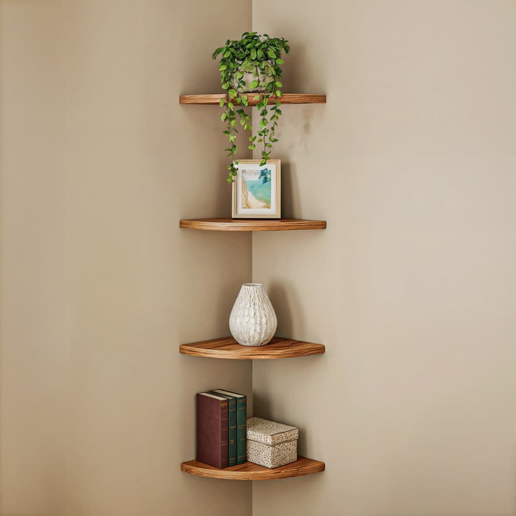 Prateleira de Canto de Parede Kit com 4 Peças Prateleira Organizadora MDF