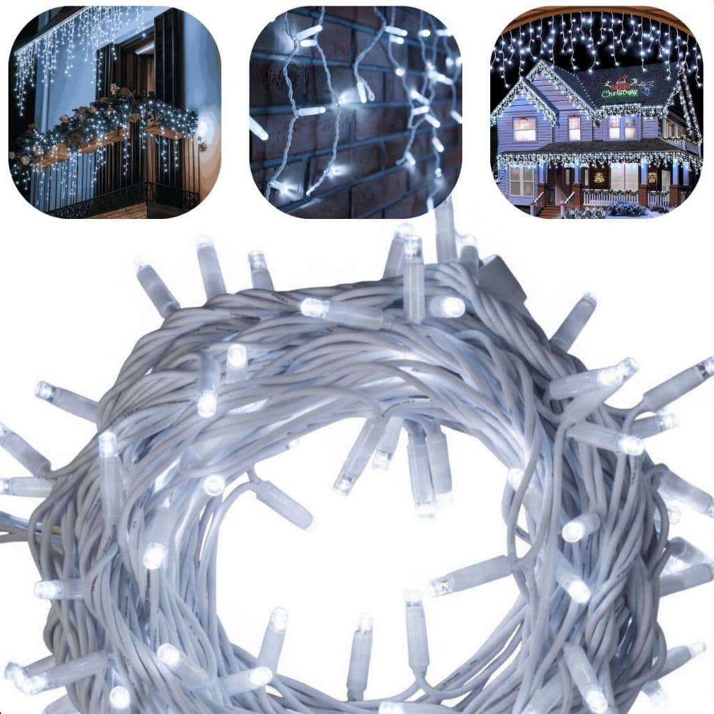 Pisca Cascata De Luz 400 Led Fixo Branco-Frio Decoração Festa Natal 220V/5W