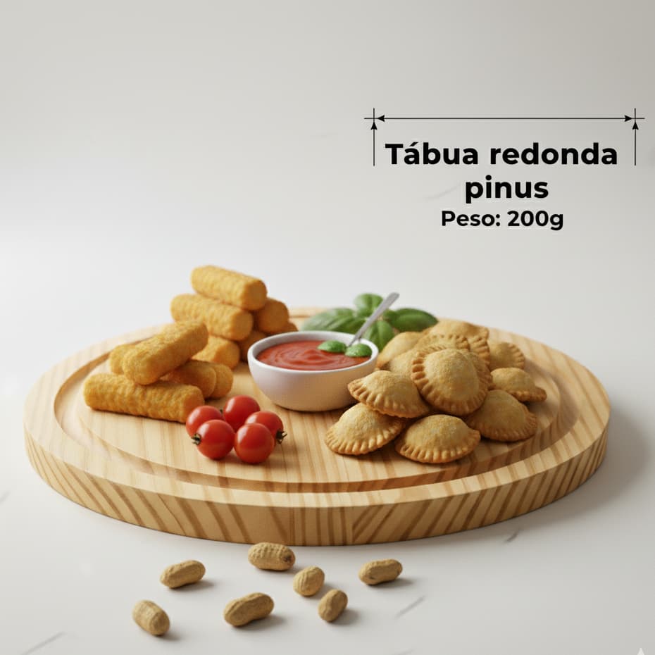 Tábua Petisqueira Redonda Pinus Petiscos Frios Aperitivos