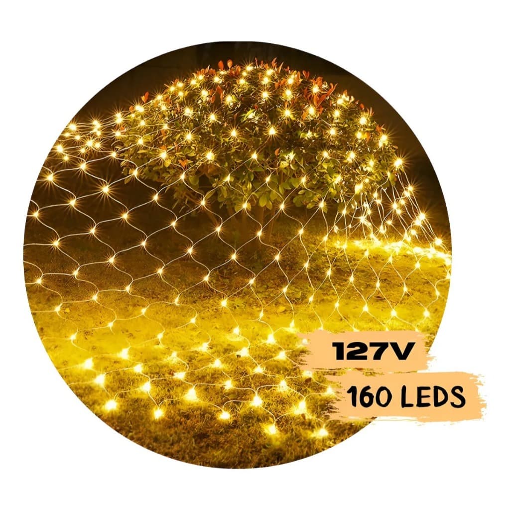 Cortina Cascata de LED 160 LEDS 8 Funções 3X2M 127v/220V Fio Transparente