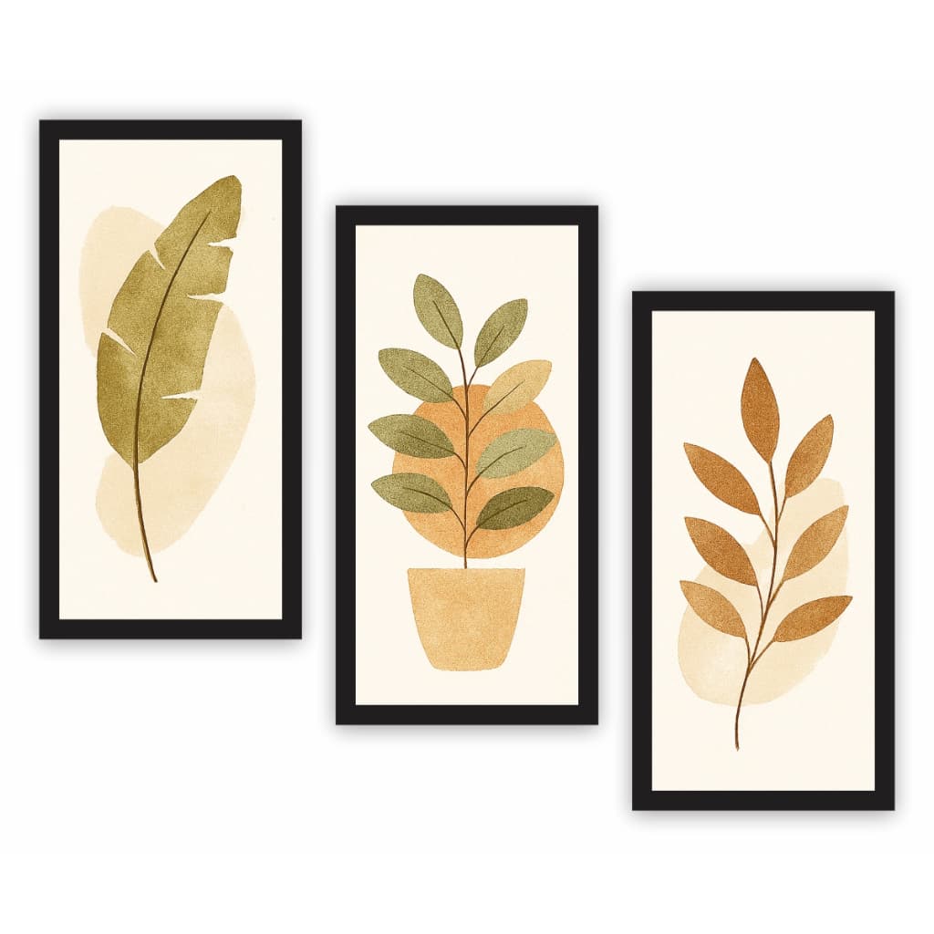 Kit Lavabo 3 Peças Folhas Planta Abstrata Para Cozinha/Escritório