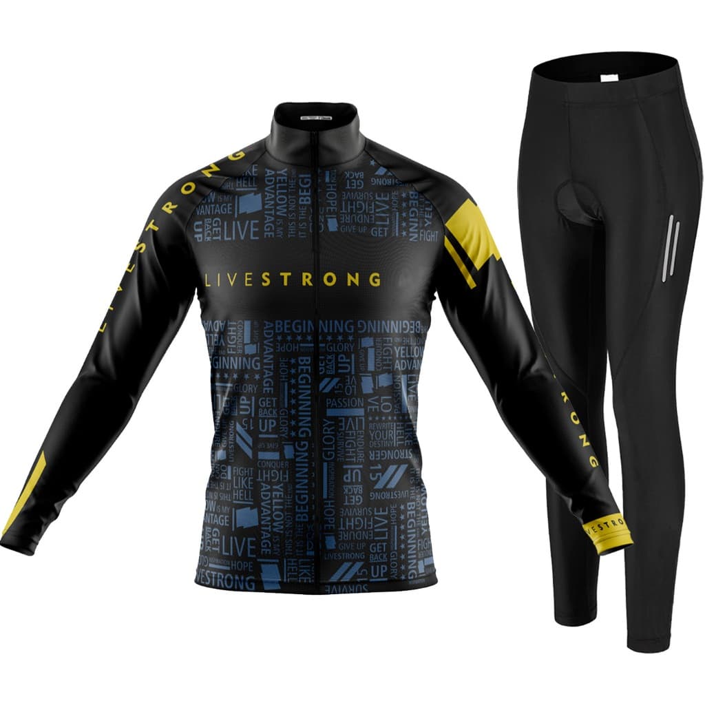 Kit Camisa Livestrong 2 e Calça Forro Espuma com  Bolso Uv Mtb
