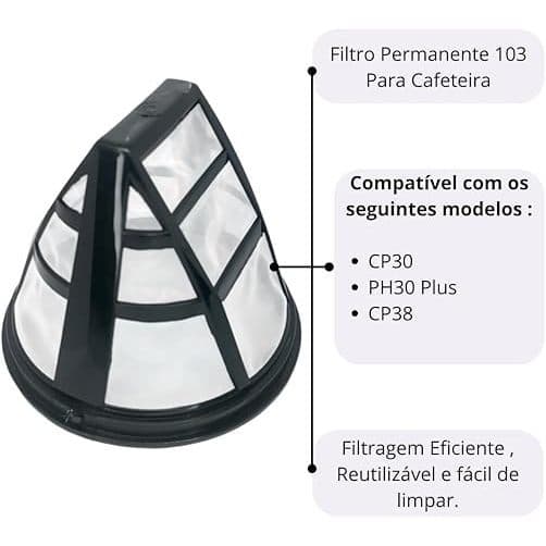 Filtro Permanente Para Cafeteira Britânia CP30 CP30 Inox (Filtro Preto)