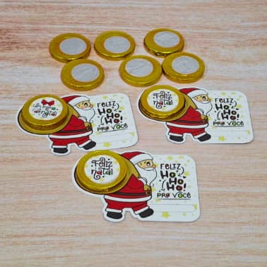 Moedas de Chocolate Personalizadas Tema Natal | Lembrancinhas de Natal | Kit com Saquinho