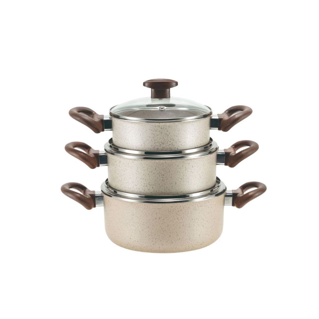 Conjunto de Caçarolas Crema 3 peças com Tampa de Vidro