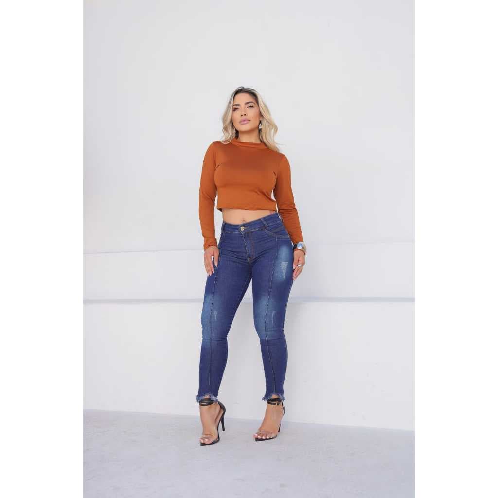 Cropped Feminino Blusa Feminina Gola Alta Manga Longa Suplex