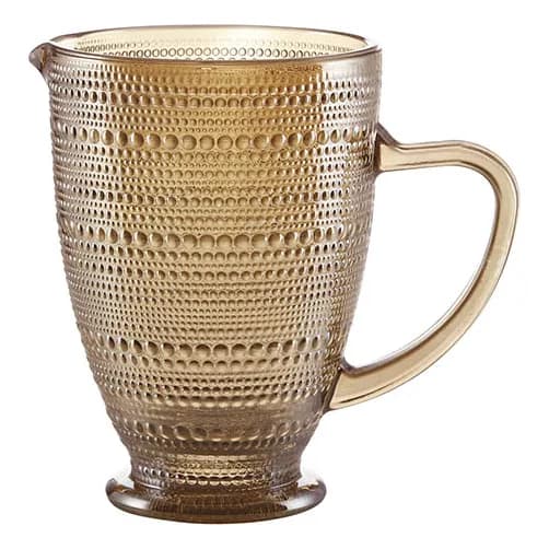 Jarra Lanty de Vidro Pérola 1,3L  Âmbar e Cinza Titânio Kehome Mesa Posta Água Suco Bebidas