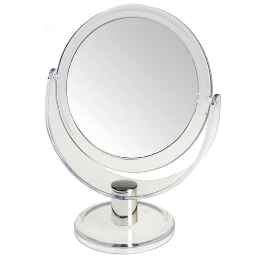 Espelho Redondo Dupla Face Acrílico Transparente 10cm Gira 360 Graus