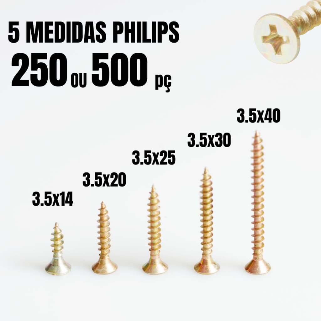 Kit Parafusos Chipboard 5 medidas