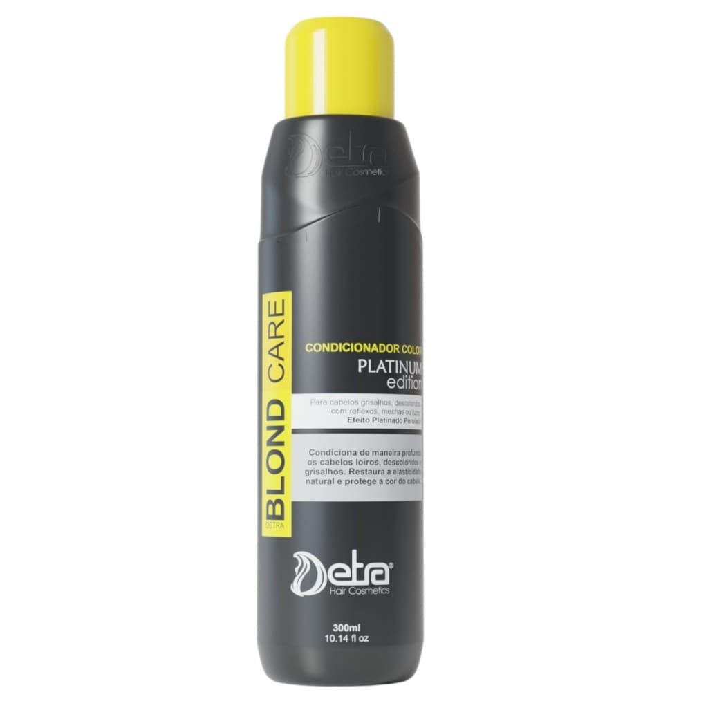 Condicionador Matizador Platinum Acinzentado 300ml Cabelo Grisalho e Branco Detra Hair Cosmetics