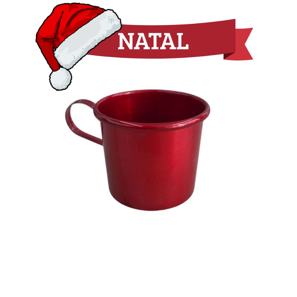 Kit 50 Caneca Copo De Alumínio Vermelho Pro Natal 350 Ml Canequinha Reforçada
