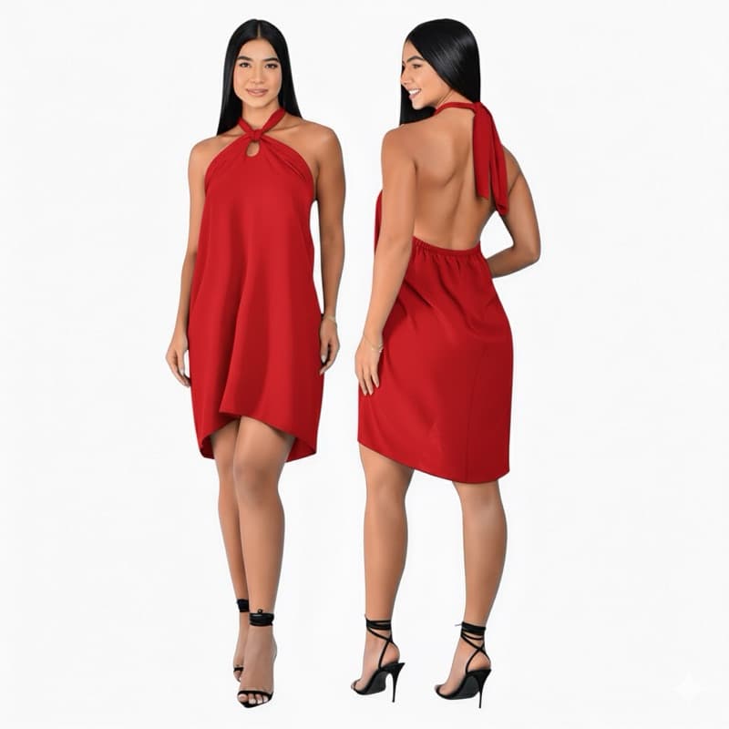 Vestido Curto Frente Única Vermelho Natal