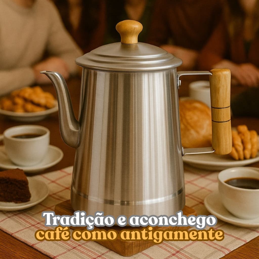 Bule Alumínio  Cabo De Madeira 1,7l Café leite chá multiuso  Retrô Fogão A Lenha aquecimento rápido chaleira fervedor