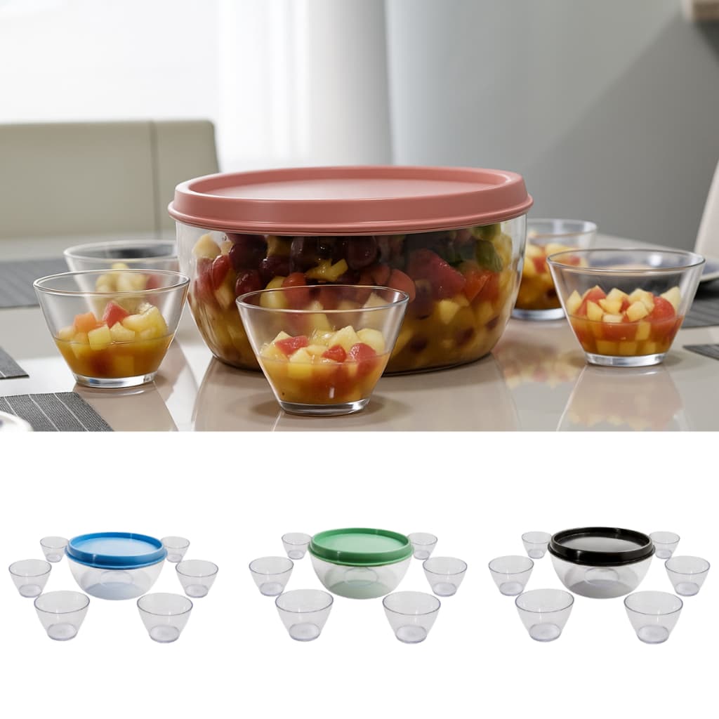 KIT 6 POTES 350ML 1 POTE COM TAMPA COM KIT SOBREMESA 7 PEÇAS/AÇAI/SORVETE/CALDOS/PUDIM/BOLO/TIGELA