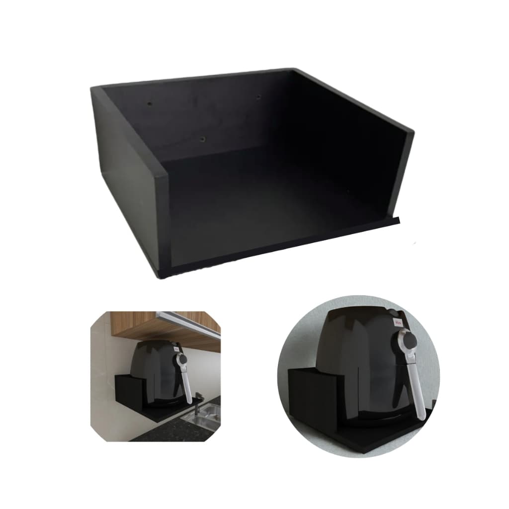 Prateleira Suporte Nicho Para Airfryer Cafeteira em Mdf Preto