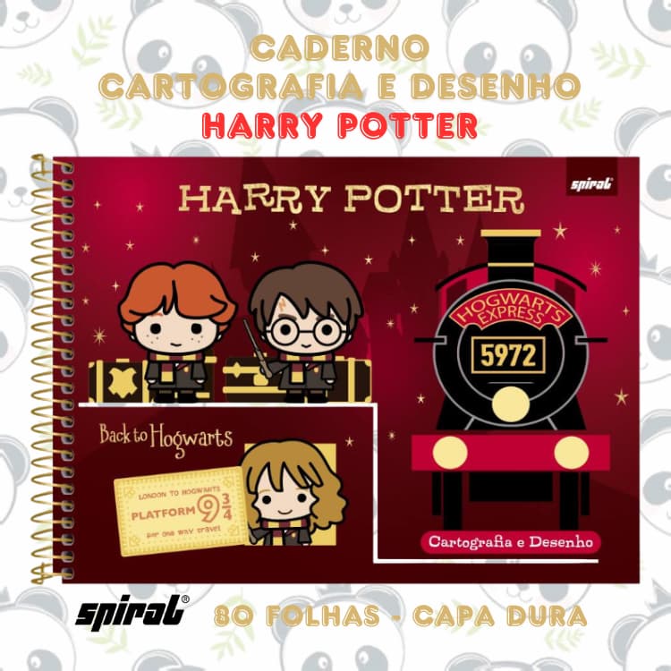 Caderno Cartografia e Desenho Capa Dura Harry Potter Charms 80 folhas | Spiral