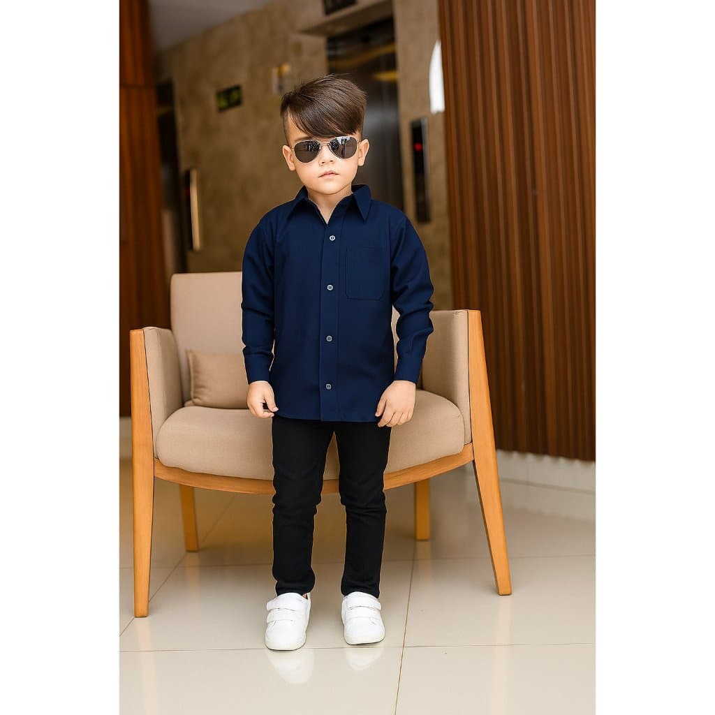 Camisa De Botao Para Menino Tecido Com Algodão Varias Cores